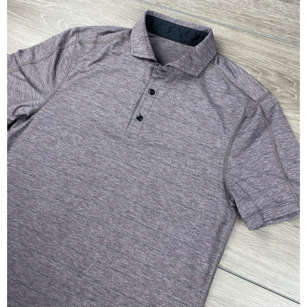 Lululemon Men's Short Sleeve Athletic Golf Polo Striped Light Purple Size Medium